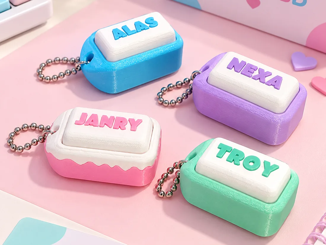 Llaveros flip con nombre en varios colores